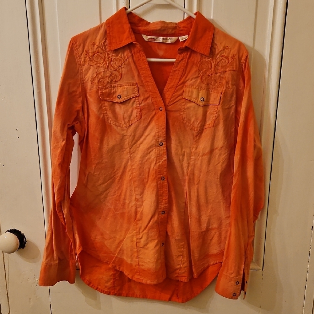 Orange Button Down Shirt for Women